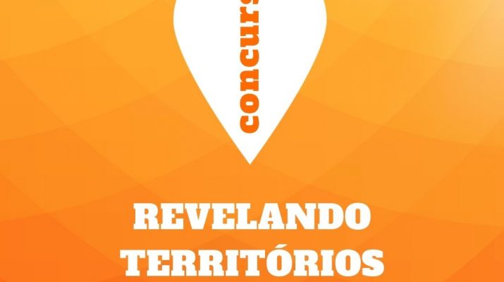 Imagem com fundo alaranjado com as seguintes informações "Concurso. Revelando Territórios. Fotografia e Audiovisual"