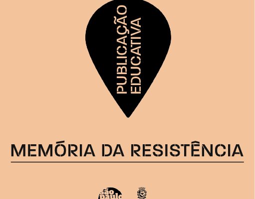 Imagem com o fundo salmão, ao centro um desenho de gota em preto escrito "Publicação educativa" logo abaixo "Memória da resistência"